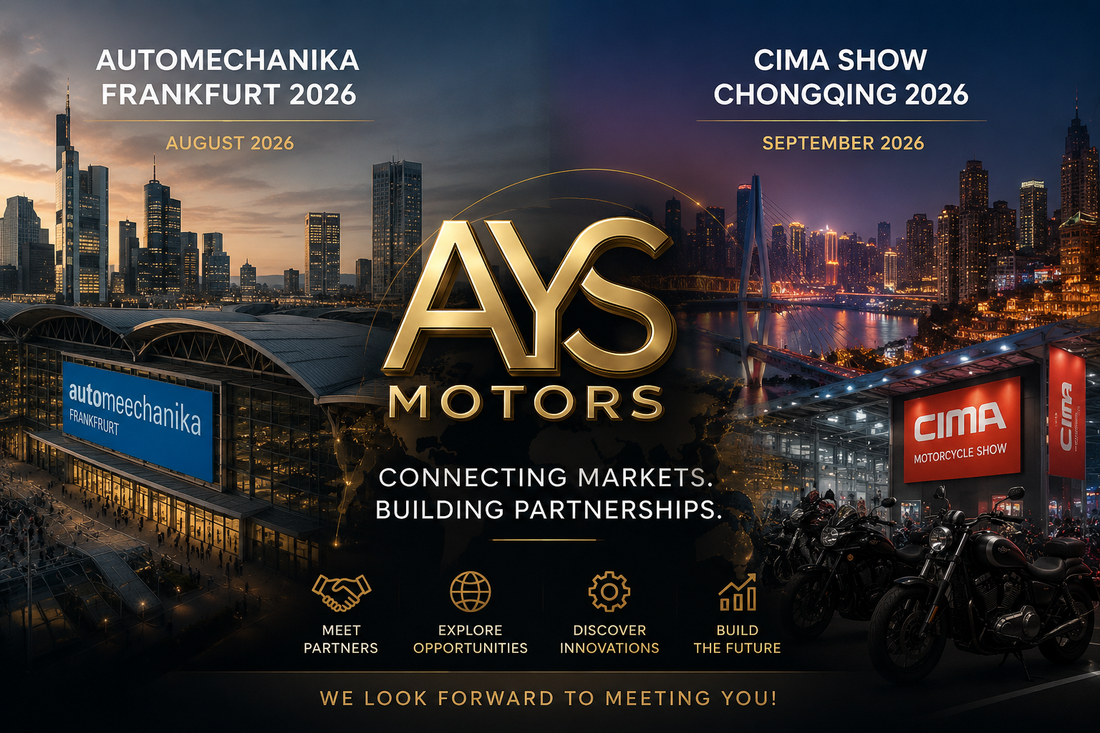 AYS Motors on Tour – Meet Us at Automechanika Frankfurt 2026 & CIMA Chongqing 2026