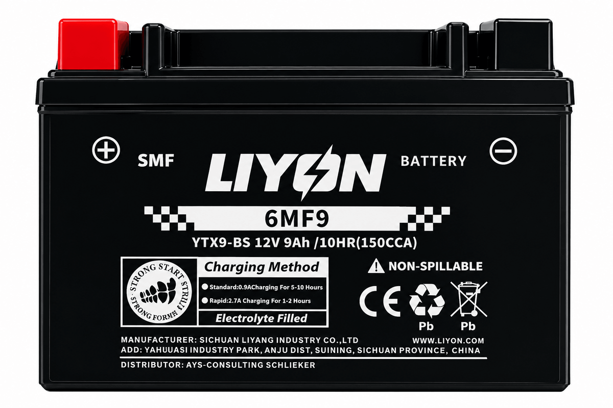 YTX9-BS Motorradbatterie 12V 9Ah | LIYON Schweiz