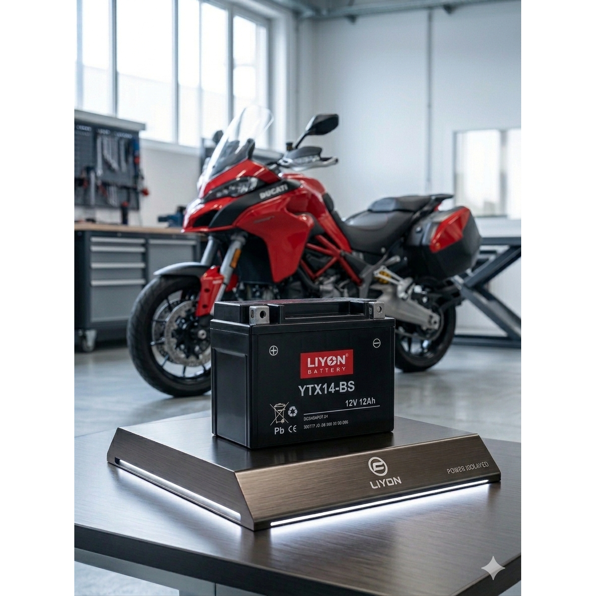 LIYON 12V 14Ah AGM Motorradbatterie YTX14-BS