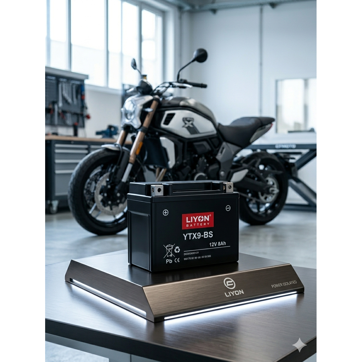 LIYON 12V 9Ah AGM Motorradbatterie YTX9-BS