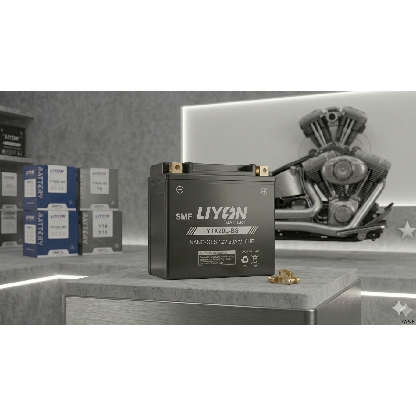 LIYON 6MF20 Motorradbatterie Seitenansicht