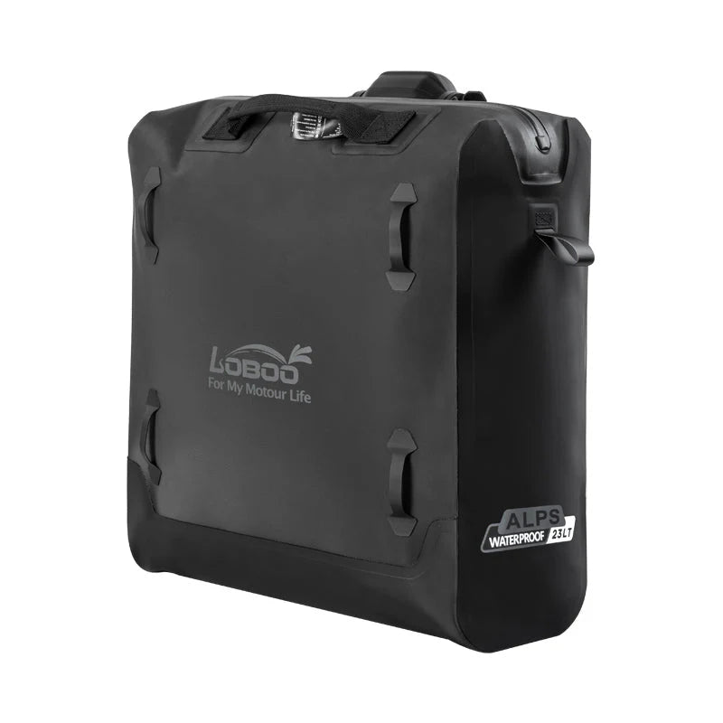 LOBOO Alps Aufblasbare Wasserdichte Seitentaschen (23L/30L) — Stoßdämpfendes Soft-Pannier-System mit Diebstahlsicherung für Motorrad-Adventure-Touren