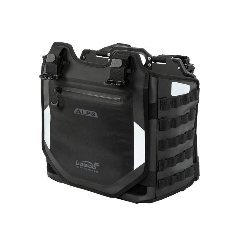 LOBOO Alps Aufblasbare Wasserdichte Seitentaschen (23L/30L) — Stoßdämpfendes Soft-Pannier-System mit Diebstahlsicherung für Motorrad-Adventure-Touren