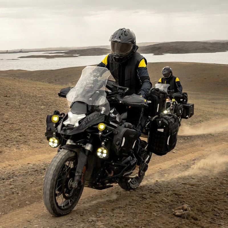 LOBOO Alps Aufblasbare Wasserdichte Seitentaschen (23L/30L) — Stoßdämpfendes Soft-Pannier-System mit Diebstahlsicherung für Motorrad-Adventure-Touren