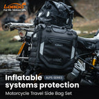 LOBOO Alps Aufblasbare Wasserdichte Seitentaschen (23L/30L) — Stoßdämpfendes Soft-Pannier-System mit Diebstahlsicherung für Motorrad-Adventure-Touren