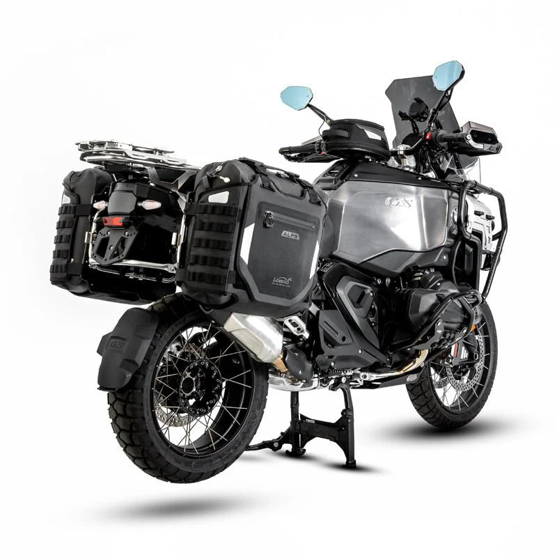 LOBOO Alps Aufblasbare Wasserdichte Seitentaschen (23L/30L) — Stoßdämpfendes Soft-Pannier-System mit Diebstahlsicherung für Motorrad-Adventure-Touren