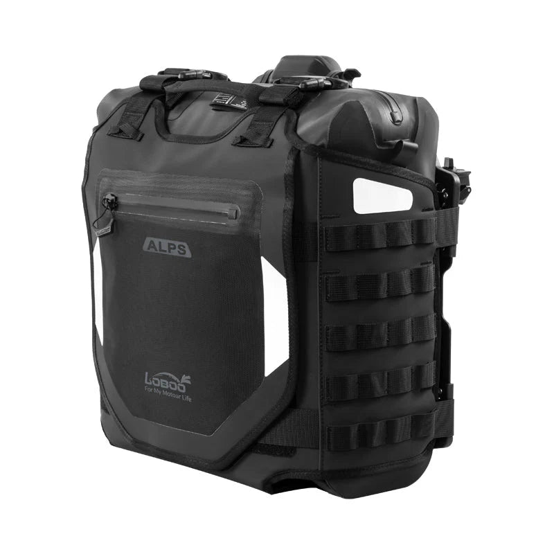 LOBOO Alps Aufblasbare Wasserdichte Seitentaschen (23L/30L) — Stoßdämpfendes Soft-Pannier-System mit Diebstahlsicherung für Motorrad-Adventure-Touren