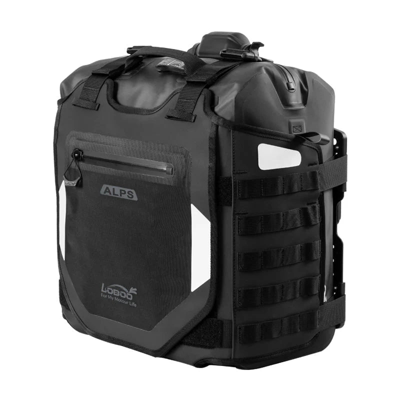 LOBOO Alps Aufblasbare Wasserdichte Seitentaschen (23L/30L) — Stoßdämpfendes Soft-Pannier-System mit Diebstahlsicherung für Motorrad-Adventure-Touren