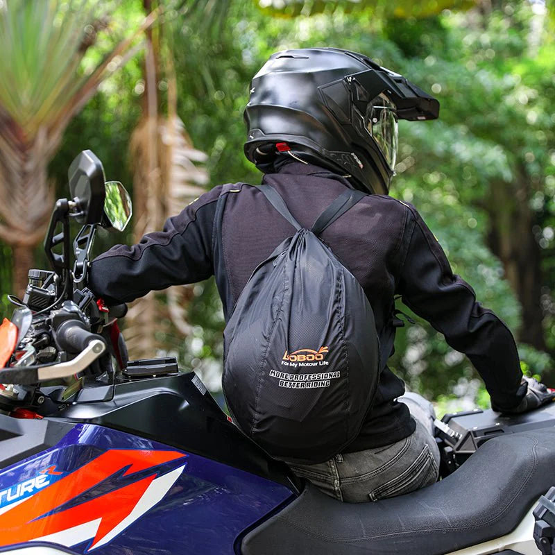 LOBOO „Rider Essentials“ Adventure Bundle – Aufblasbare Sturzbügeltasche & Faltbarer Helm-Rucksack