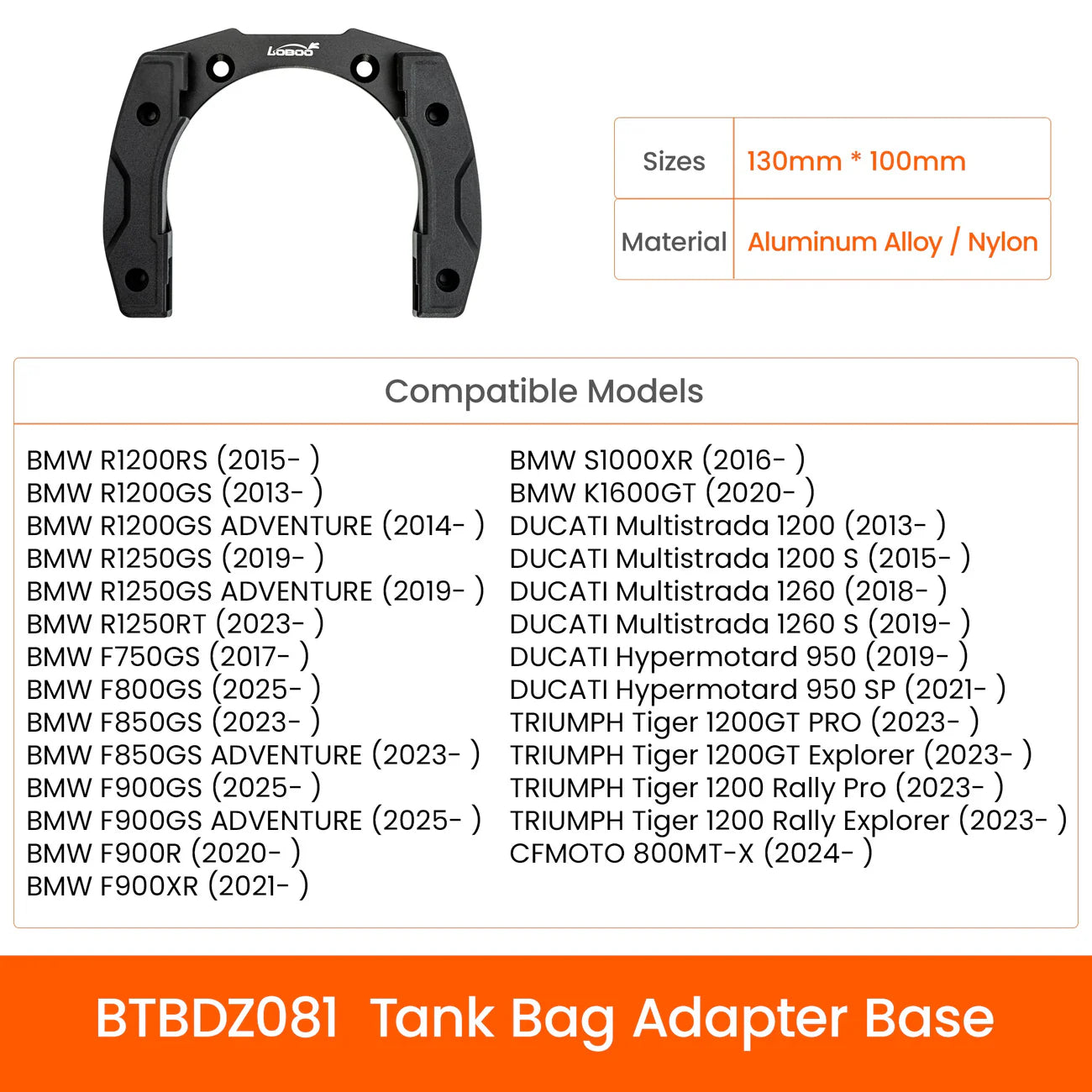 LOBOO BTB10SBK Quick-Lock Tankrucksack (Erweiterbar, 4.5L – 6.5L) – 2520D Ballistic Nylon Adventure-Gepäck