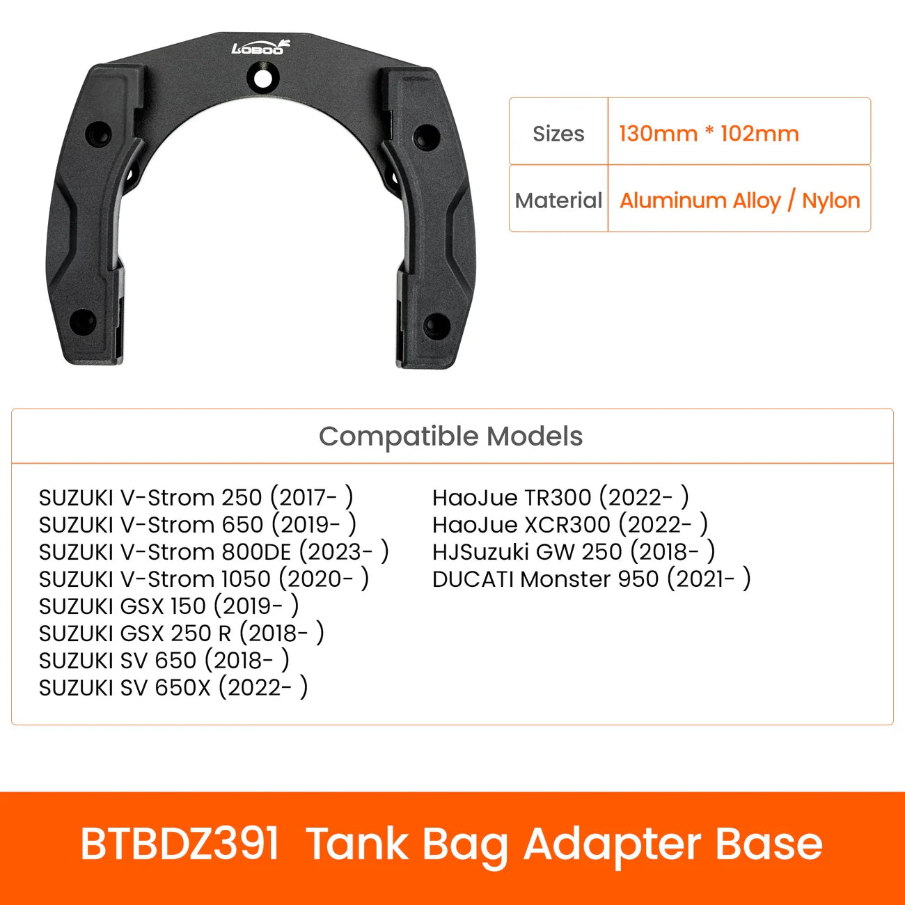 LOBOO BTB10SBK Quick-Lock Tankrucksack (Erweiterbar, 4.5L – 6.5L) – 2520D Ballistic Nylon Adventure-Gepäck