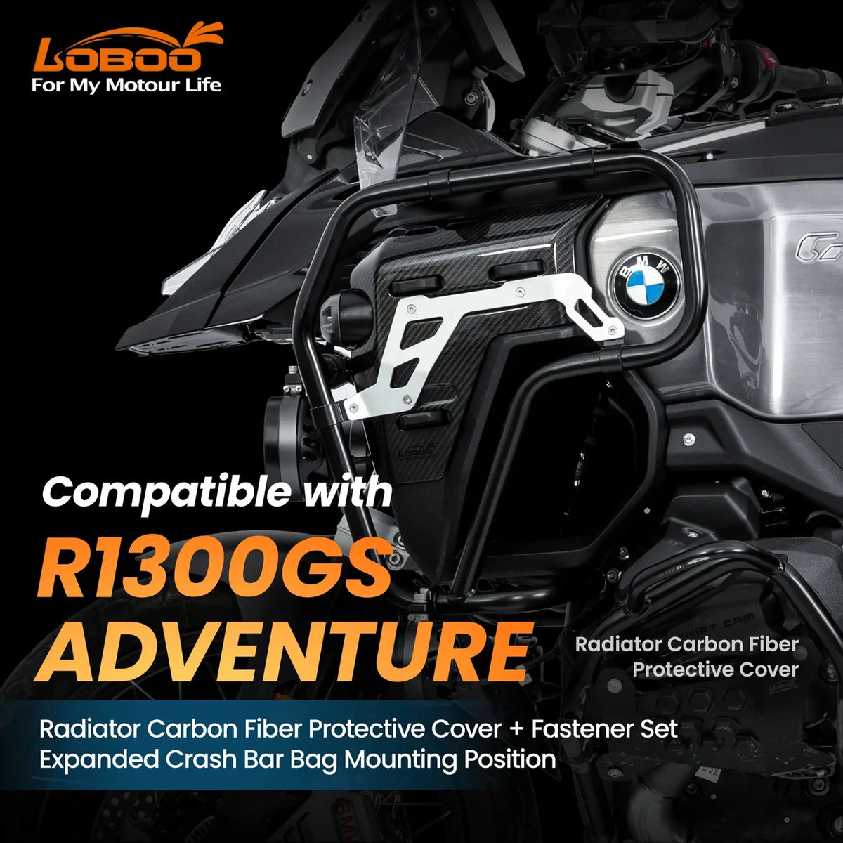 LOBOO Carbon Kühlerschutz für BMW R 1300 GS Adventure – Echtcarbon