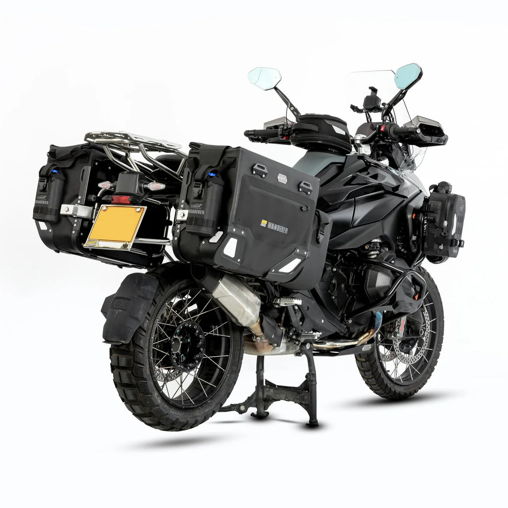 LOBOO Wanderer Wasserdichte Seitentaschen (40L/40L) — Kompaktes Quick-Release Soft-Pannier-System mit MOLLE-Erweiterung für Motorrad-Adventure-Touren