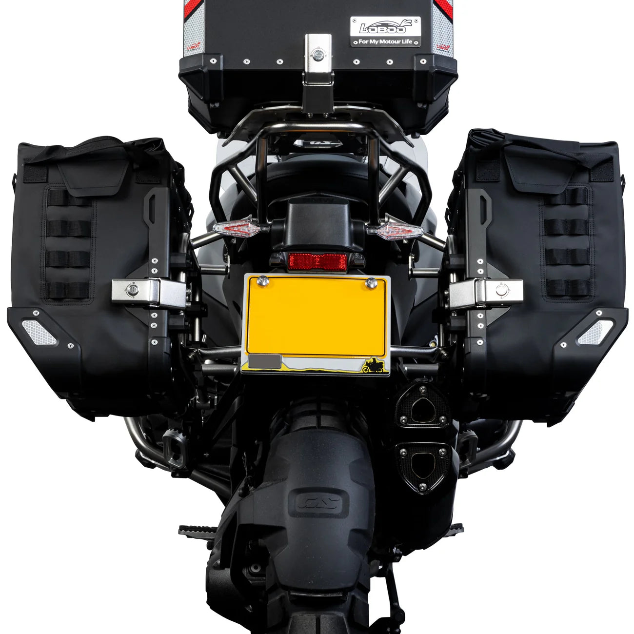 LOBOO Wanderer Wasserdichte Seitentaschen (40L/40L) — Kompaktes Quick-Release Soft-Pannier-System mit MOLLE-Erweiterung für Motorrad-Adventure-Touren
