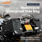 LOBOO Wanderer Wasserdichte Seitentaschen (40L/40L) — Kompaktes Quick-Release Soft-Pannier-System mit MOLLE-Erweiterung für Motorrad-Adventure-Touren