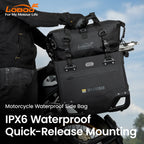 LOBOO Wanderer Wasserdichte Seitentaschen (40L/40L) — Kompaktes Quick-Release Soft-Pannier-System mit MOLLE-Erweiterung für Motorrad-Adventure-Touren