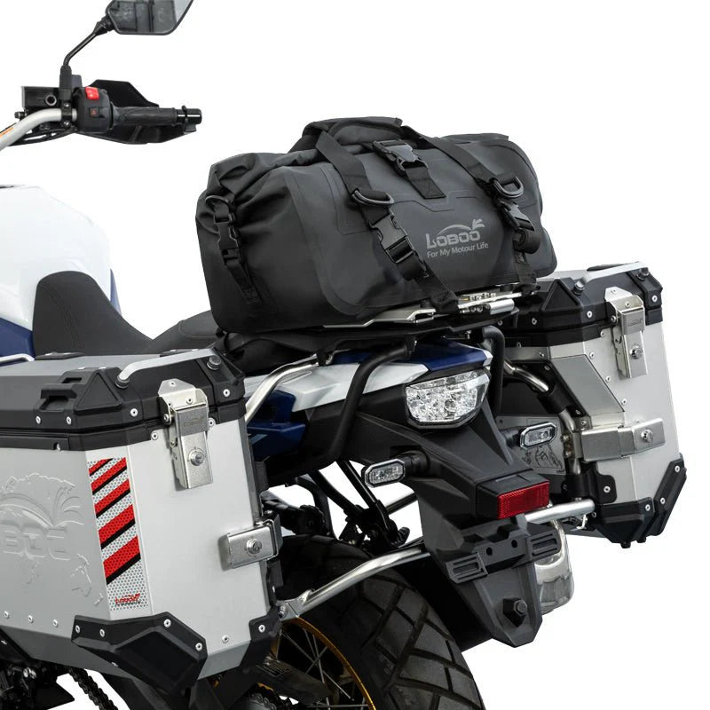 LOBOO 20L Magnetische Roll-Top Motorrad Hecktasche – IPX6 Wasserdichte Dry Duffel mit Entlüftungsventil